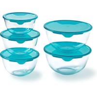 Set van 5 kommen met deksel - PYREX - 1x 0,5L + 2x 1L + 2x 2L Set van 5 kommen met deksel - PYREX - 1x 0,5L + 2x 1L + 2x 2L