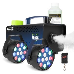 Partyset met Fuzzix F500S Rookmachine - 1L Rookvloeistof - 2x Partypar