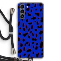 Blue Leopard: Samsung Galaxy S21 Transparant Hoesje met koord