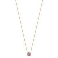 14k Gouden Collier met Roze Saffier & Diamant 0.05ct - 41-45 cm