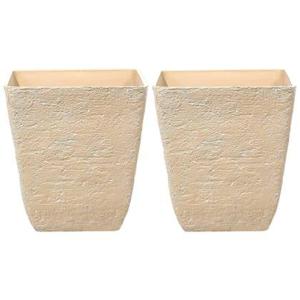 Beliani - DELOS - Bloempot set van 2 - Beige - 49 cm - Stenenmix