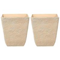 Beliani - DELOS - Bloempot set van 2 - Beige - 49 cm - Stenenmix