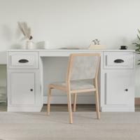 Bureau met kast bewerkt hout wit