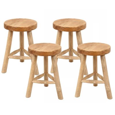 Atmosphera Houten zitkrukje - 4x - D30 x H45 cm - naturel teakhout - zitplaatsen - volwassenen Atmosphera Houten zitkrukje - 4x - D30 x H45 cm - naturel teakhout - zitplaatsen - volwassenen