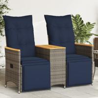 Tuinbank 2-zits verstelbaar met tafel poly rattan grijs Tuinbank 2-zits verstelbaar met tafel poly rattan grijs
