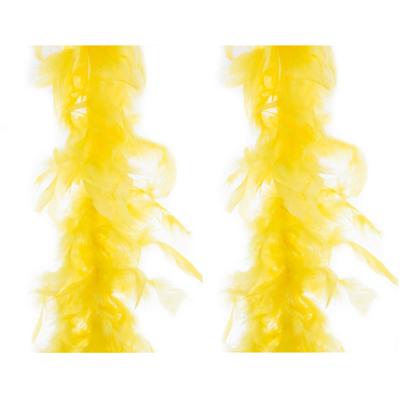 Carnaval verkleed veren Boa - 2x stuks - kleur geel - 2 meter - Verkleedkleding accessoires