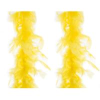 Carnaval verkleed veren Boa - 2x stuks - kleur geel - 2 meter - Verkleedkleding accessoires Carnaval verkleed veren Boa - 2x stuks - kleur geel - 2 meter - Verkleedkleding accessoires