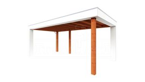 Tijdelijk 15% korting | Buitenverblijf Verona 575x335 cm - Plat dak model links- Plat dak- Onbehandeld lariks Douglas hout- Trendhout