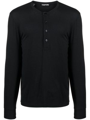 TOM FORD t-shirt à col boutonné - Noir TOM FORD t-shirt à col boutonné - Noir