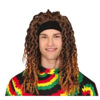 Verkleedpruik voor heren - rasta/dreads pruik Jamaica - bruin - thumbnail