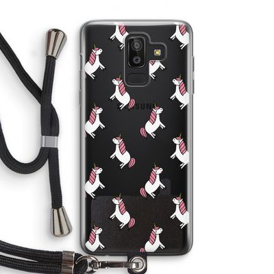 Eenhoorns overal: Samsung Galaxy J8 (2018) Transparant Hoesje met koord