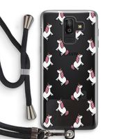 Eenhoorns overal: Samsung Galaxy J8 (2018) Transparant Hoesje met koord