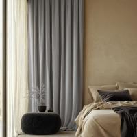 Velvet Gordijnen Verduisterend - Haken of Ringen - Lichtgrijs maat: 250 x 300 cm - materiaal: Polyether - Dekbed-Discounter.nl