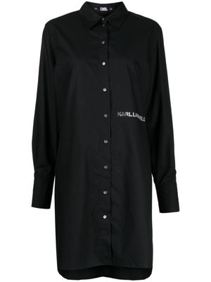 Karl Lagerfeld robe chemise en coton à logo embossé - Noir