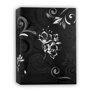 Fotohoesje Umbria met insteekhoesjes zwart bloemenprint voor 100 fotos 13 x 16,5 x 5 cm