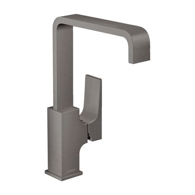 Hansgrohe Wastafelmengkraan Metropol Eengreeps 230 met Rechte Greep en Push-Open Afvoer Geborsteld Zwart Chroom