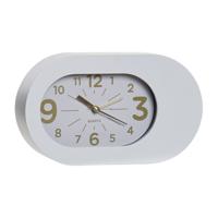 Wekker/alarmklok Montreux - wit - kunststof - 22 x 13 cm - met snooze knop