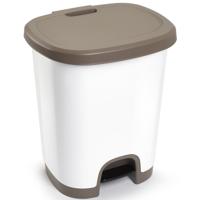 Plasticforte Pedaalemmer - wit/ taupe - 27 liter - 38 x 32 x 45 cm - prullenbak