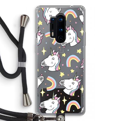 Rainbow Unicorn: OnePlus 8 Pro Transparant Hoesje met koord