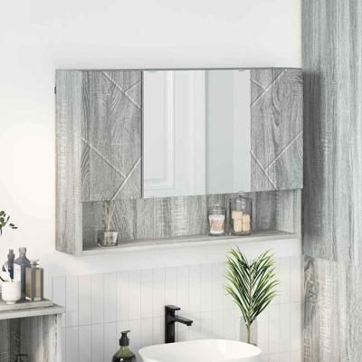 Badkamer spiegelkast Grijs sonoma 80 x 17 x 55 cm Bewerkt hout