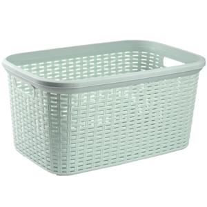Plasticforte Wasmand - Set van 2x stuks - 35 liter - rotan - mintgroen - kunststof - 53 x 36 x 26 cm