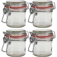 4x Mini weckpotten/inmaakpotten 100 ml met beugelsluiting