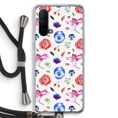 Bloemetjes: OnePlus Nord CE 5G Transparant Hoesje met koord