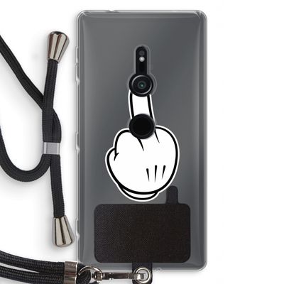 Middle finger black: Sony Xperia XZ2 Transparant Hoesje met koord