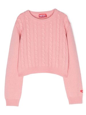 Diesel Kids sweat en maille torsadé - Rose