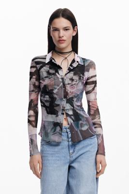 Knoopjes t-shirt van tule - BLACK - M