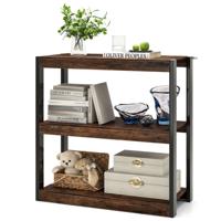 Staande Kast 3 Niveaus Hout Boekenkast Multifunctioneel Opbergrek Metalen Frame Ladderrek Industriële Stijl voor Slaapkamer Werkkamer