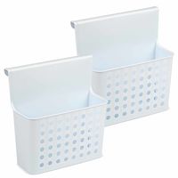 2x Badkamer/keuken hang opbergmandjes/organizers wit/lichtblauw 26 cm