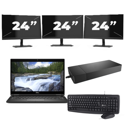 Dell XPS 13 7390 - Intel Core i7-10e Generatie - 13 inch - 16GB RAM - 256GB SSD - Windows 11 Home + 3x 24 inch Monitor