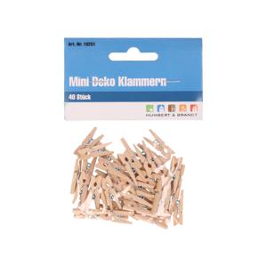 Humbert 40x mini decoratieve houten clips - 25mm - knijpers   -