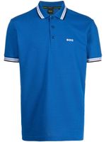 BOSS polo en coton à bords rayés - Bleu