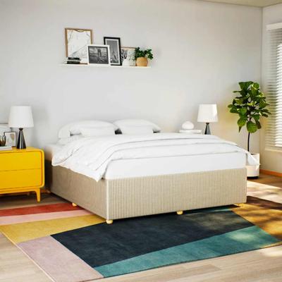 Bedframe zonder matras stof crèmekleurig 200x200 cm