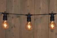 10 Partylights met filament 6cm led classic 10m/3m aanloopsnoer zwart - Annas collection