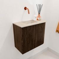 Toiletmeubel Mondiaz Joya Dlux | 51.6 cm | Meubelkleur Walnut | Faye wastafel Frappe Wasbak Links | Zonder kraangat(en)