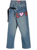 Junya Watanabe MAN pantalon court en jean à imprimé graphique - Bleu