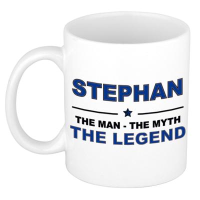 Stephan cadeau mok - man myth legend - naam koffiemok / beker - wit en blauw - 300 ml
