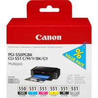 Canon Inktcartridge PGI-550PGBK/CLI-551 Multipack Origineel Combipack Foto zwart, Cyaan, Magenta, Geel, Zwart, Grijs 6496B005 - thumbnail