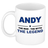 Naam cadeau mok/ beker Andy The man, The myth the legend 300 ml   -
