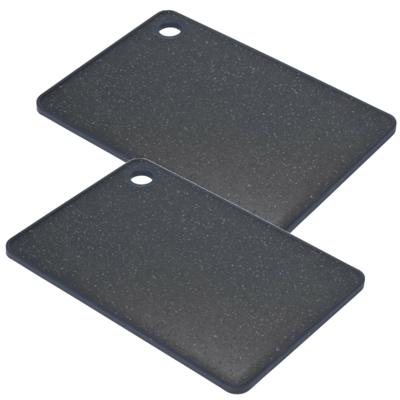 Excellent Houseware snijplank - 2x stuks - zwart gemeleerd - kunststof - 27 x 20 cm