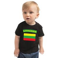 Lithuania t-shirt met vlag Litouwen zwart voor babys - thumbnail