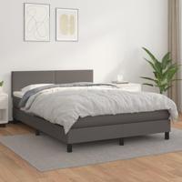 Boxspring met matras kunstleer grijs 140x190 cm