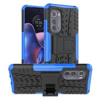 Antislip Motorola Edge (2022) Hybrid Case met Standaard - Blauw / Zwart - thumbnail