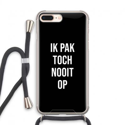 Ik pak nooit op - Zwart: iPhone 8 Plus Transparant Hoesje met koord