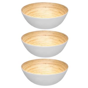 3x stuks secret de Gourmet Slakom/serveer schaaltjes - bamboe - D25 cm - Saladeschalen