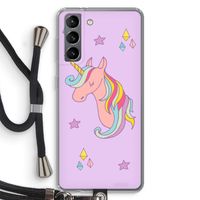 Roze eenhoorn: Samsung Galaxy S21 Transparant Hoesje met koord