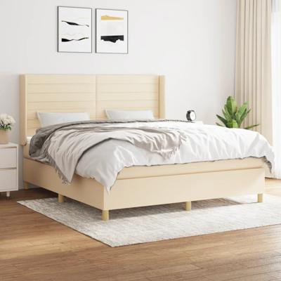 Boxspring met matras stof crèmekleurig 180x200 cm